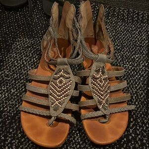 Beaded Gray Sandals